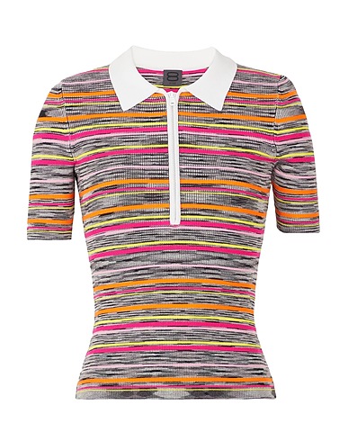 8 by YOOX 풀오버 VISCOSE ZIP-UP POLO NECK TOP
 오렌지 71% 비스코스, 29% 재활용 폴리아미드