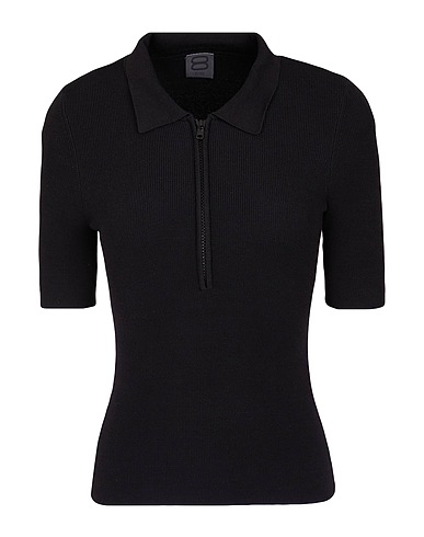 8 by YOOX Jumper VISCOSE ZIP-UP POLO NECK TOP
 Black 71% Viscose, 29% Recycled polyamide
