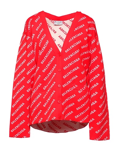 BALENCIAGA Cardigan Red 40% Cotton, 27% Wool, 22% Polyester, 10% Polyamide, 1% Elastane