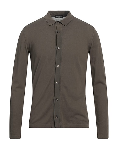 ROBERTO COLLINA Solid color shirt Dark green 100% Cotton