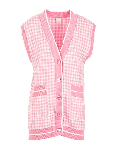 8 by YOOX Pullunder ORGANIC COTTON VICHY KNIT SLEEVELESS CARDIGAN
 Rosa 100% Organische Baumwolle