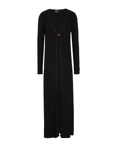 8 by YOOX Cardigan COTTON BLEND LONG CARDIGAN Black 70% Organic cotton, 20% Recycled polyamide, 10% Silk