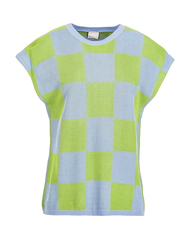 8 by YOOX Sweater CHECKERBOARD KNIT VEST Sky blue 75% Viscose, 25% Recycled polyamide