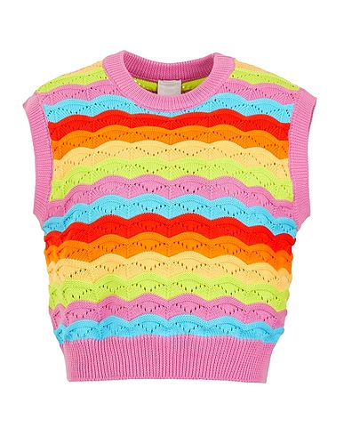 8 by YOOX Maglia Gilet RAINBOW KNIT VEST Rosa 100% Cotone organico
