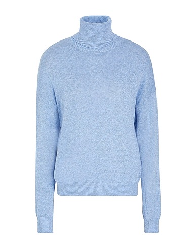 8 by YOOX Polo neck KNIT RELAXED FIT ROLL-NECK
 Sky blue 67% Organic cotton, 33% Polyester