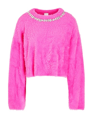 8 by YOOX Sweater FUR EMBELLISHED KNIT JUMPER
 Fuchsia 100% Polyamide