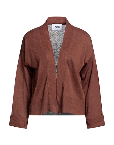 ALPHA STUDIO Cardigan Brown 75% Linen, 25% Cotton