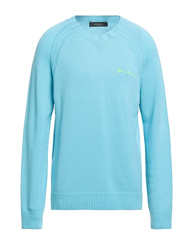 VERSACE Cashmere jumper Sky blue 100% Cashmere, Polyester, Other Fibres