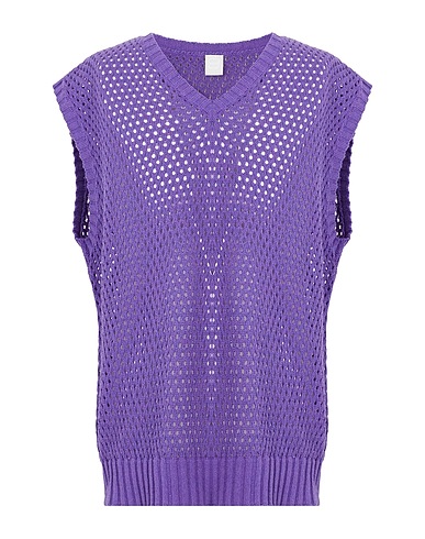 8 by YOOX Jumper COTTON-BLEND CROCHET KNIT VEST
 Purple 75% Recycled cotton, 20% Recycled polyester, 5% Other Fibres