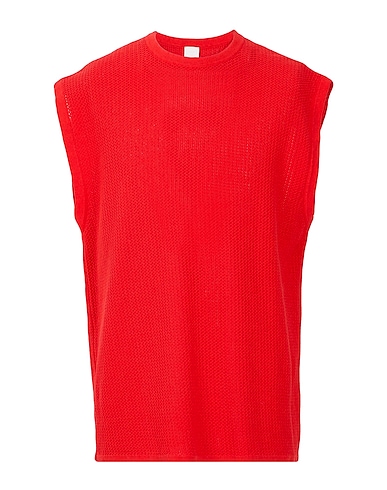 8 by YOOX Sleeveless sweater COTTON CREW-NECK VEST
 Red 50% Cotton, 50% Recycled cotton