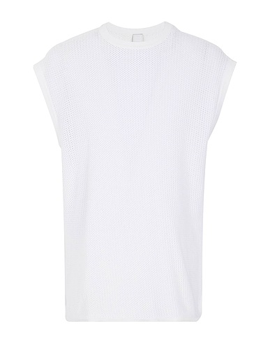 8 by YOOX Jumper COTTON CREW-NECK VEST
 White 50% Cotton, 50% Recycled cotton