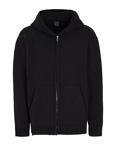 8 by YOOX Cardigan HEAVY COTTON-BLEND OVER-SIZE ZIPPER HOODIE
 Nero 75% Cotone riciclato, 20% Poliestere riciclato, 5% Altre Fibre