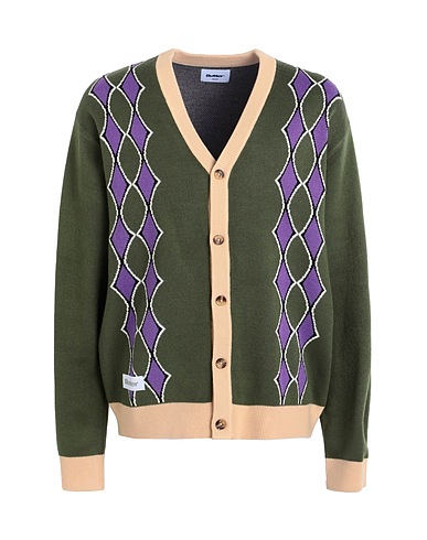 BUTTER GOODS Cardigan DIAMOND KNIT CARDIGAN Military green 100% Acrylic