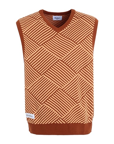 BUTTER GOODS Jumper PARQUET KNIT VEST Brown 100% Acrylic