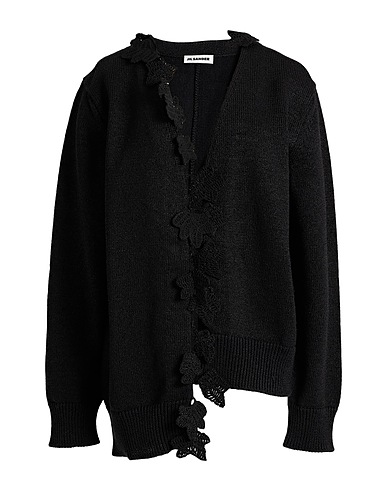 JIL SANDER Cardigan Black 68% Cotton, 18% Viscose, 14% Washi (Japanese paper)