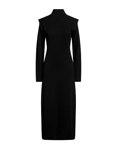 SEVENTY VENEZIA Midi dress Black 45% Wool, 45% Acrylic, 7% Polyamide, 3% Elastane