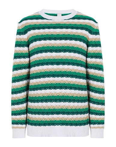 8 by YOOX Pullover COTTON BLEND STRIPED CREWNECK JUMPER
 Grün 75% Recycelte Baumwolle, 20% Recyceltes Polyester, 5% Andere Fasern
