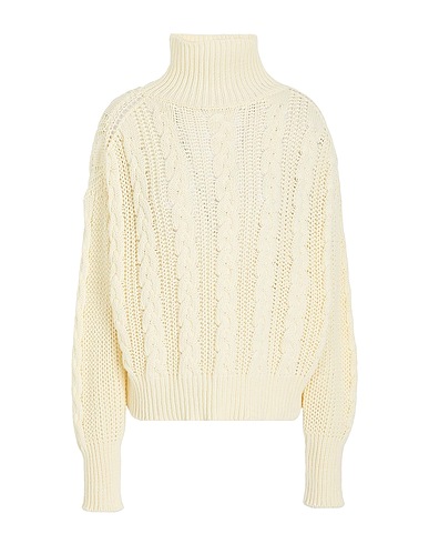 8 by YOOX タートルネック ORGANIC COTTON HIGH-NECK CABLE KNIT SWEATER
 オフホワイト オーガニックコットン 100%