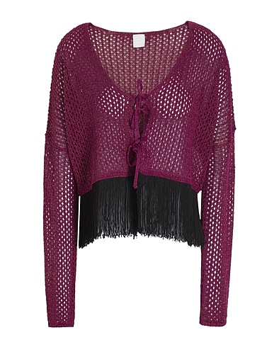 8 by YOOX Cardigan KNIT OPEN WORK FRINGED CARDIGAN
 Mauve 75% Viscose, 25% Polyester