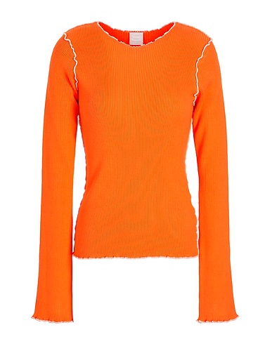 8 by YOOX Pullover LETTUCE HEM CREWNECK
 Arancione 72% Viscosa, 28% Poliammide riciclato
