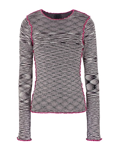 8 by YOOX Sweater LETTUCE HEM CREWNECK
 Black 72% Viscose, 28% Recycled polyamide
