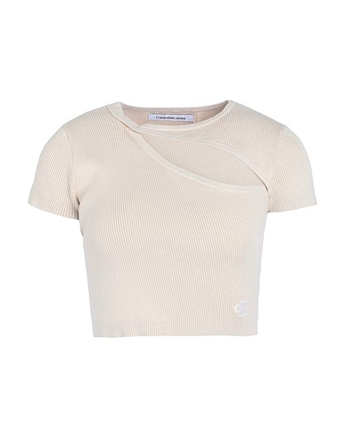CALVIN KLEIN JEANS Pullover Panna 80% Cotone, 17% Poliammide, 3% Elastan