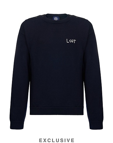 8 by COCO CAPITÁN Pullover THE CAPITANA ON DECK JUMPER NAVY BLUE
 Marineblau 100% Merinowolle