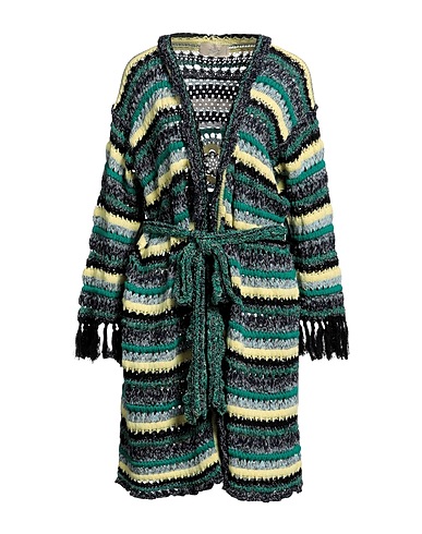 MAISON FLÂNEUR Cardigan Emerald green 95% Cotton, 3% Silk, 2% Polyamide