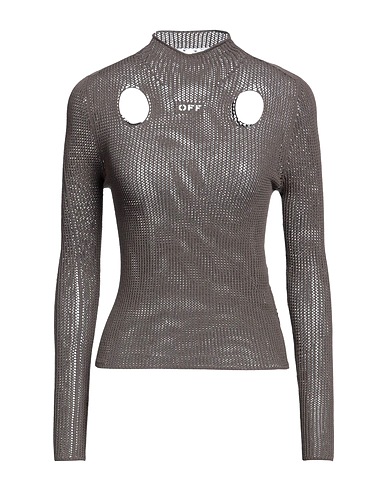 OFF-WHITE™ Polo neck Dark brown 68% Viscose, 30% Polyester, 1% Polyamide, 1% Elastane