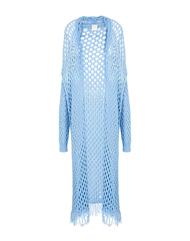 8 by YOOX Cardigan OPEN WORK FRINGED LONG CARDIGAN
 Sky blue 55% Polyester, 45% Cotton