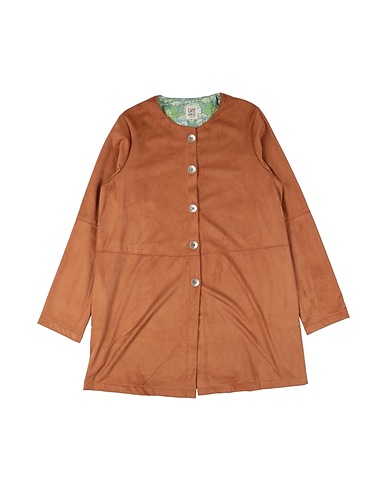 CAFFÉ D'ORZO Full-length jacket Camel 90% Polyester, 10% Elastane