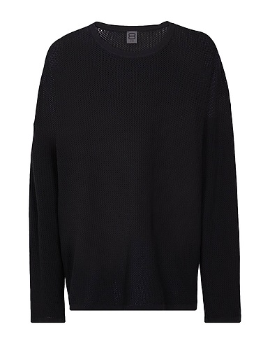 8 by YOOX Sweater COTTON RELAXED FIT CREW-NECK JUMPER
 Black 50% Cotton, 50% Recycled cotton