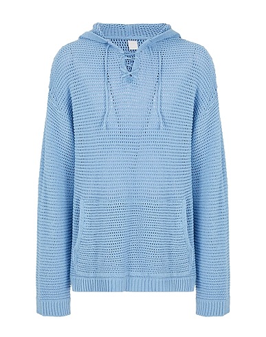8 by YOOX Pullover COTTON-BLEND CROCHET KNIT HOODIE
 Hellblau 75% Recycelte Baumwolle, 20% Recyceltes Polyester, 5% Andere Fasern