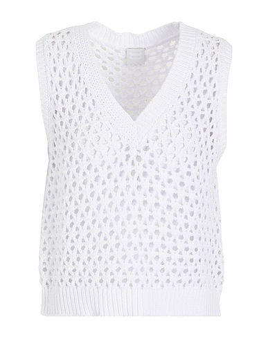 8 by YOOX Maglia Gilet ORGANIC COTTON OPEN WORK KNIT VEST
 Bianco 100% Cotone organico