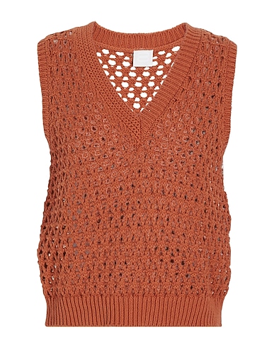 8 by YOOX Jumper ORGANIC COTTON OPEN WORK KNIT VEST
 Tan 100% Organic cotton