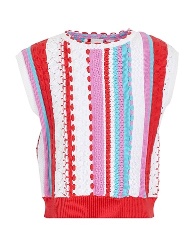 8 by YOOX Jumper ORGANIC COTTON TEXTURED KNIT VEST
 White 100% Organic cotton