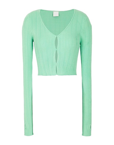 8 by YOOX Jumper VISCOSE BLEND RIBBED KNIT CROP CARDIGAN
 Light green 72% Viscose, 28% Recycled polyester
