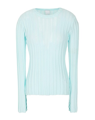 8 by YOOX Sweater ORGANIC COTTON TEXTURED CREWNECK SWEATER
 Turquoise 100% Organic cotton