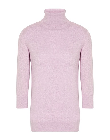 8 by YOOX Polo neck KNIT SLIM FIT 3/4 SLEEVES ROLL-NECK Lilac 70% Organic cotton, 20% Polyamide, 10% Silk