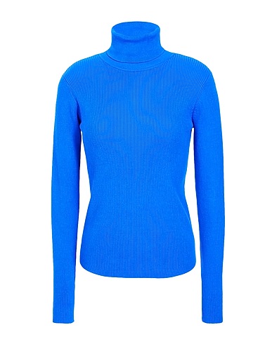 8 by YOOX Turtleneck RIBBED KNIT SLIM FIT ROLL-NECK Azure 70% Viscose, 30% Polyamide