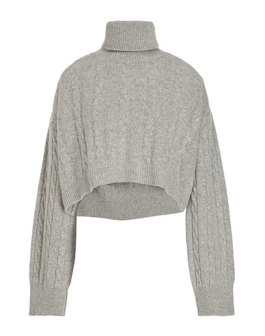 8 by YOOX Dolcevita CABLE KNIT CROPPED ROLL-NECK Grigio 30% Lyocell, 30% Poliammide riciclato, 30% Lana riciclata, 10% Cachemire riciclato