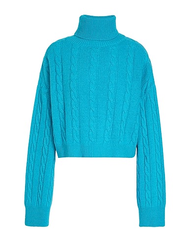 8 by YOOX Dolcevita CABLE KNIT CROPPED ROLL-NECK Turchese 30% Lyocell, 30% Poliammide riciclato, 30% Lana riciclata, 10% Cachemire riciclato