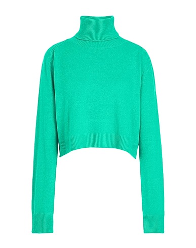 8 by YOOX Turtleneck KNIT CROPPED ROLL-NECK Green 30% Lyocell, 30% Recycled polyamide, 30% Recycled wool, 10% Recycled cashmere