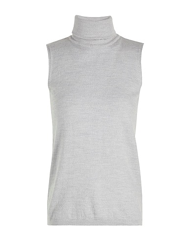 8 by YOOX Dolcevita KNIT SLEEVELESS TURTLE-NECK Grigio chiaro 100% Lana Merino