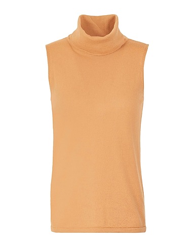 8 by YOOX Polo neck KNIT SLEEVELESS TURTLE-NECK Sand 100% Merino Wool