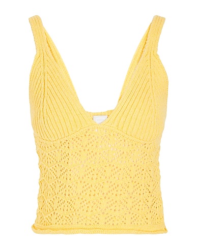 8 by YOOX Top COTTON BLEND LACE EFFECT KNIT TOP
 Yellow 50% Cotton, 50% Recycled cotton