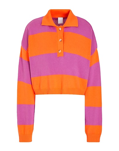 8 by YOOX Jumper ORGANIC COTTON KNITTED POLO
 Orange 100% Organic cotton