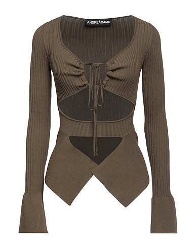 ANDREĀDAMO Jumper Military green 80% Viscose, 10% Polyester, 9% Polyamide, 1% Elastane