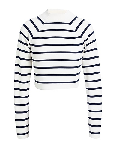 LAUREN RALPH LAUREN Polo neck STRIPED CROPPED MOCKNECK SWEATER
 Ivory 57% Viscose, 43% Nylon