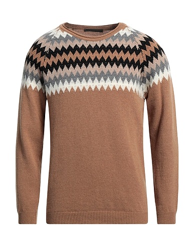 DANIELE ALESSANDRINI Pullover Kamel 80% Wolle, 20% Polyamid
